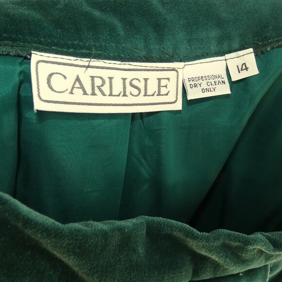Vintage Carlisle Emerald Green Velvet Cropped Jacket and Pleated Skirt Set - Picture 10 of 10